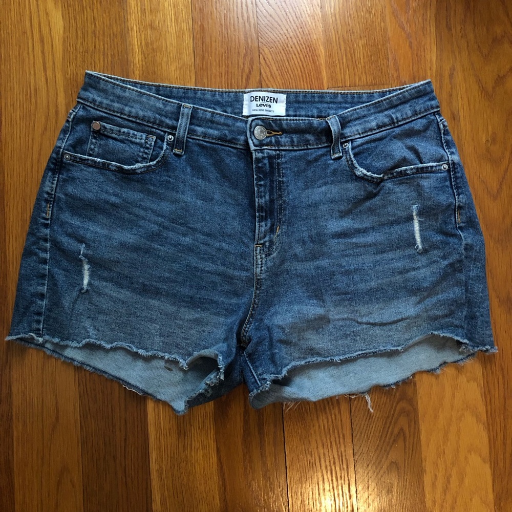 Levi's Blue Jean Shorts with Distressed Hem